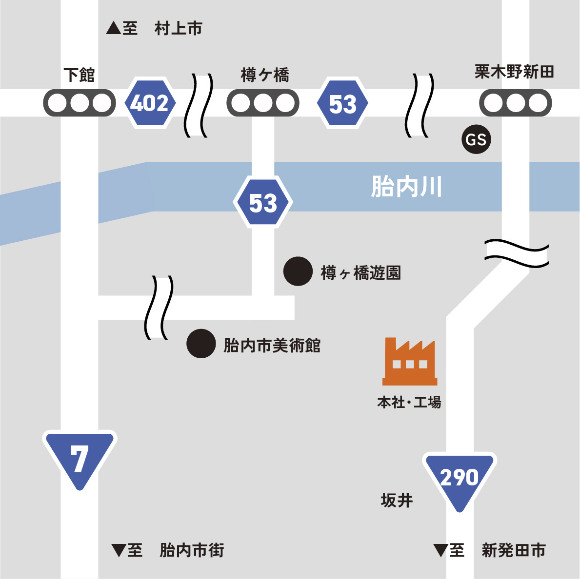 新潟県胎内市|株式会社近江産業周辺地図_pc